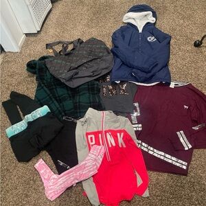 VS pink bundle of nine clothing items assorted sizes